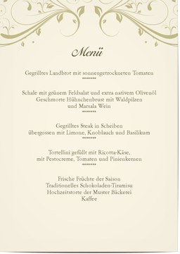 Alle zeigen - Menükarten für Hochzeiten und Parties