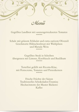 Alle zeigen - Men&uuml;karten f&uuml;r Hochzeiten und Parties
