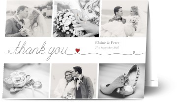 Wedding Thank You Card Swirls And Hearts