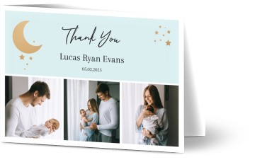 Baby Thank You Card Golden Crescent Moon