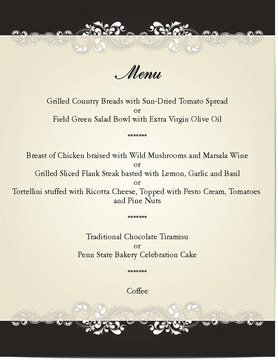 Most Popular - Menu Card for Weddings and Parties