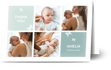 Baby Thank You Card Butterfly Baby Photo Collage