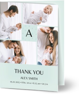 Baby Thank You Card Sweet Pattern Monogram