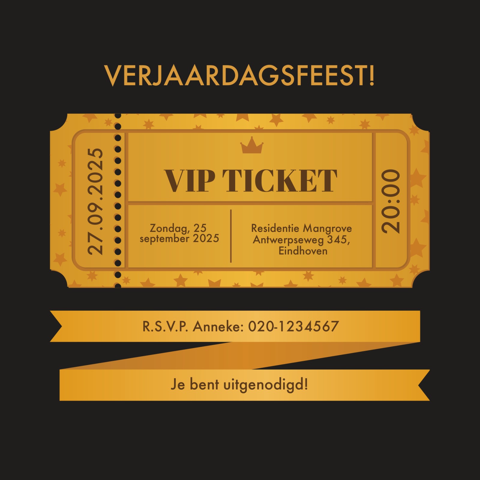 Uitnodigingen verjaardag VIPticket Gepersonaliseerde thematische uitnodigingen voor 60ste