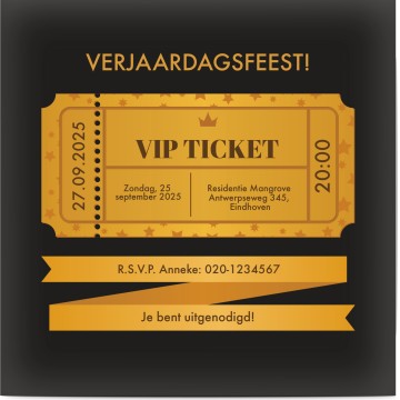 Uitnodigingen verjaardag VIP-ticket