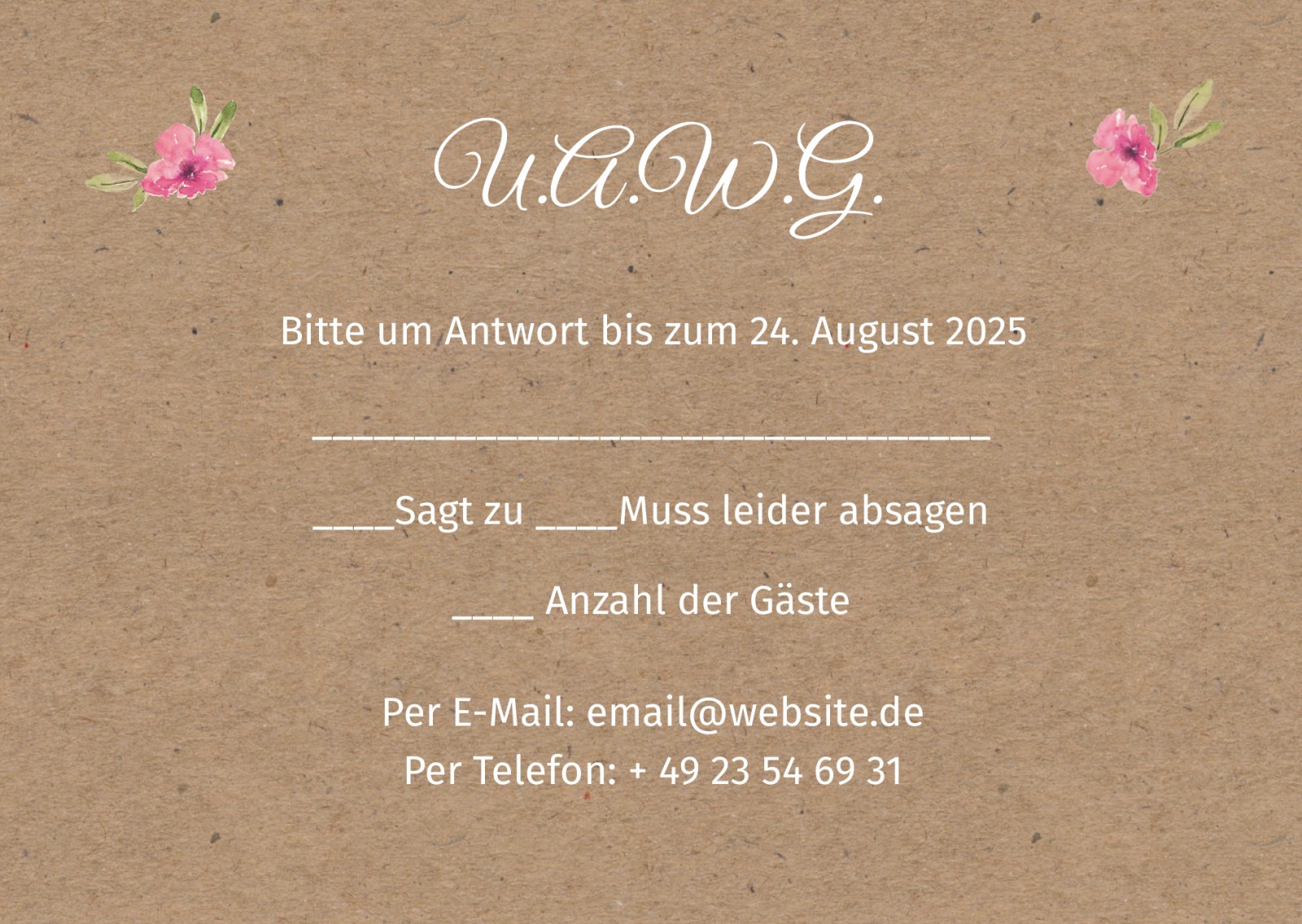 Rückantwortkarten für Hochzeit und Parties Optimalprint