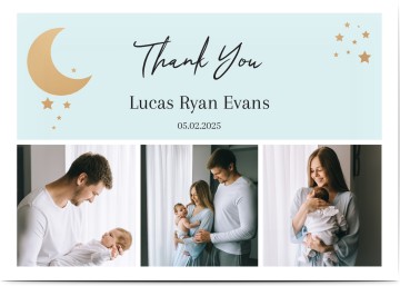 Baby Thank You Card Golden Crescent Moon