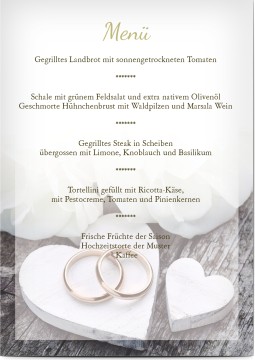 Beliebtesten - Menükarten für Hochzeiten und Parties