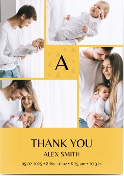 Baby Thank You Card Sweet Pattern Monogram