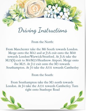 Most Popular - Driving Direction Cards for Weddings and Invitation Cards