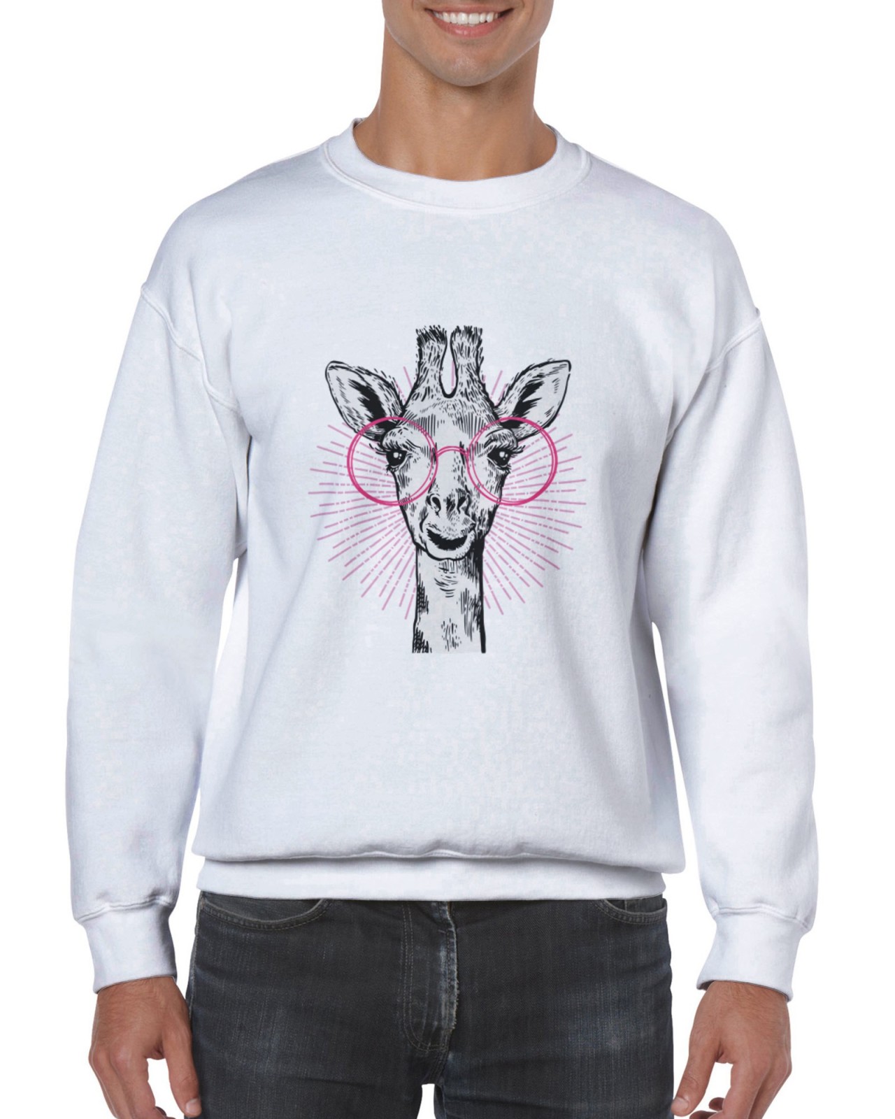 Smart Giraffe Unisex Sweatshirt Colour White Size M Optimalprint