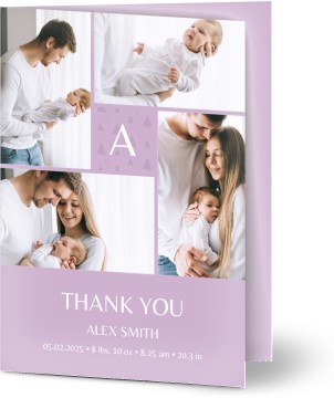 Baby Thank You Card Sweet Pattern Monogram
