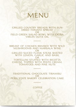 All categories - Menu Card for Weddings and Parties