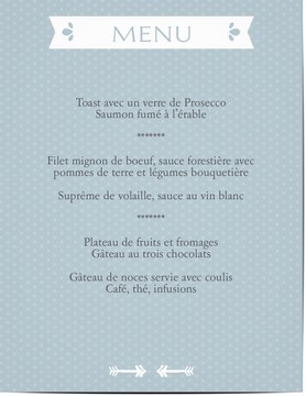 Tout voir - Cartons de menu pour mariages et fêtes