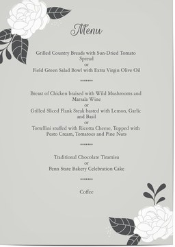 Most Popular - Menu Card for Weddings and Parties