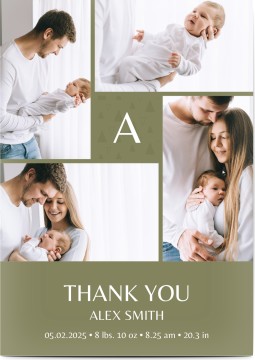 Baby Thank You Card Sweet Pattern Monogram