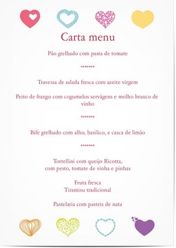 Ver todos - Cart&otilde;es de ementa para casamentos e festas