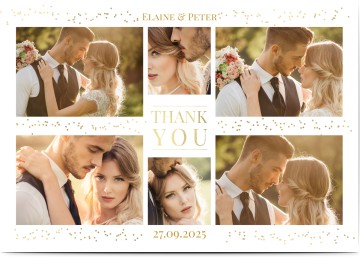 Wedding Thank You Card Glitter Collage
