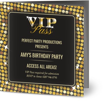 Birthday Invitation Glitter Vip Pass - Personalized 18th Birthday  Invitations | Optimalprint