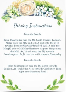 Most Popular - Driving Directions for Wedding and Invitation Cards