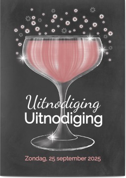 Uitnodigingen verjaardag Zwart bord met cocktail